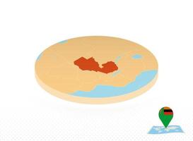 carte de la zambie conçue dans un style isométrique, carte du cercle orange. vecteur