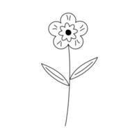 fleur dessinée à la main dans le style de doodle d'art en ligne. élément décoratif botanique. vecteur