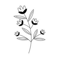 fleur dessinée à la main dans le style de doodle d'art en ligne. élément décoratif botanique. vecteur