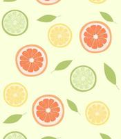 motif de fruits. moitiés de citron, orange, pamplemousse sur un motif pour textiles, tissus, papiers peints, cuisines publiques. vecteur