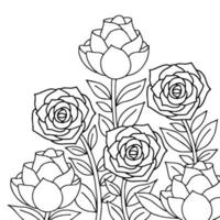 imprimer la page de coloriage de l'élément de contour de fleur de conception vecteur