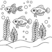 imprimer la page de coloriage de contour de poisson aqua pour enfant vecteur