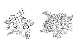 vecteur de fleur d'art en ligne. illustration vectorielle de fleurs graphiques modernes.