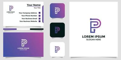 lettre p design logo et carte de marque vecteur