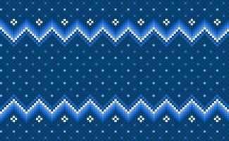 motif ethnique géométrique, arrière-plan africain de broderie vectorielle, point de croix et texture d'ornement à motif bleu vecteur