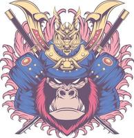 image vectorielle de gorille samouraï mascotte