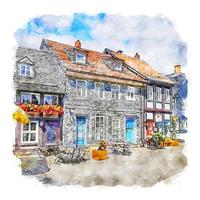 goslar allemagne croquis aquarelle illustration dessinée à la main vecteur