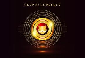 shiba inu coin crypto monnaie avec fond de cercles lumineux vecteur