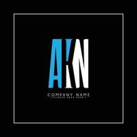 logo d'entreprise minimal pour l'alphabet akn - lettre initiale a, k et n vecteur