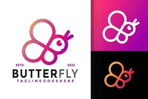 b conception de logo papillon, vecteur de logos d'identité de marque, logo moderne, conception de logo modèle d'illustration vectorielle