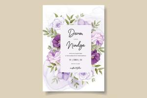 conception de cartes d'invitation de mariage belle fleur pourpre vecteur