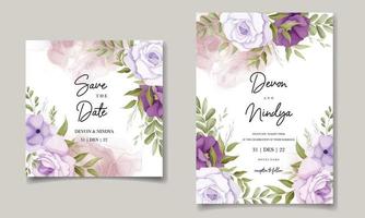 conception de cartes d'invitation de mariage belle fleur pourpre vecteur