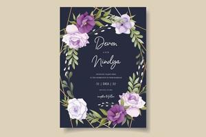 conception de cartes d'invitation de mariage belle fleur pourpre vecteur