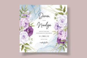 conception de cartes d'invitation de mariage belle fleur pourpre vecteur