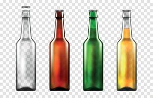 jeu d'icônes de bouteilles de maquette de bière réaliste vecteur