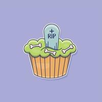 cupcake de dessin animé mignon avec une illustration vectorielle grave vecteur