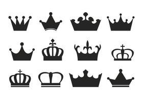 ensemble de silhouette de couronne royale vecteur