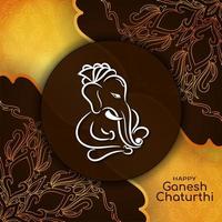 abstrait ganesh chaturthi religieux or et carte brune vecteur