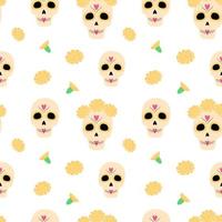 modèle sans couture au jour des morts du crâne et de la fleur de sucre. dia de los muertos. Mexique. isoler vecteur