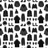 modèle sans couture noir et blanc avec des vêtements d'hiver. illustration vectorielle vecteur