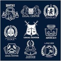 icônes vectorielles de plaidoyer définies pour l'avocat de la justice juridique vecteur