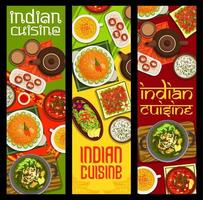 bannières de repas de cuisine indienne avec des épices asiatiques vecteur