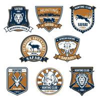icônes héraldiques d'animaux sauvages de safari vecteur