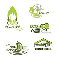 eco life, pense que l'icône verte est définie pour la conception écologique vecteur