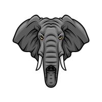 tête d'éléphant, défenses et icône de mascotte de vecteur de tronc