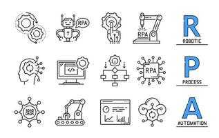 icônes rpa, technologie de processus d'automatisation robotique vecteur