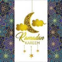 carte de voeux ramadan avec lune et nuages vecteur