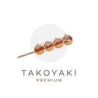 logo d'illustration vectorielle de bâton de takoyaki de cuisine japonaise vecteur
