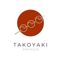 logo d'illustration simple et élégant de la cuisine japonaise takoyaki vecteur