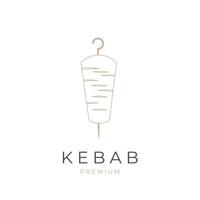 logo d'illustration d'art de ligne élégant de viande de kebab vecteur