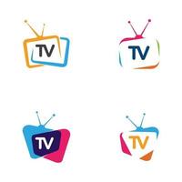 jeu de logo icône tv vecteur