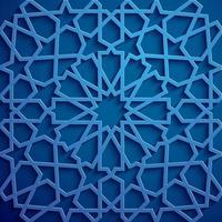 vecteur d'ornement islamique, motif persan. Éléments de motif rond islamique ramadan 3d. vecteur de symbole arabe ornemental circulaire géométrique. fond bleu