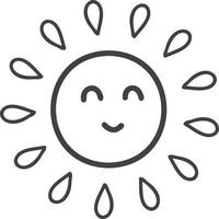 illustration de soleil souriant mignon dessiné à la main vecteur