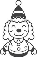 illustration de poupée clown mignon dessiné à la main vecteur