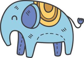 illustration de poupée bébé éléphant dessiné à la main vecteur
