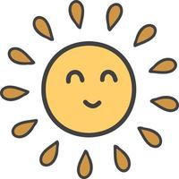 illustration de soleil souriant mignon dessiné à la main vecteur