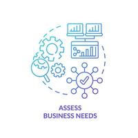 évaluer les besoins de l'entreprise icône de concept de dégradé bleu. sélection de la meilleure illustration de ligne mince d'idée abstraite cms. l'analyse des performances. site Web d'entreprise. dessin de contour isolé. vecteur