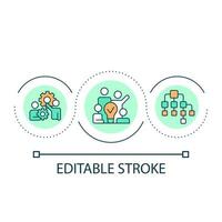 construire une icône de concept de boucle d'équipe productive. l'embauche de spécialistes pour l'entreprise. collaboration idée abstraite illustration de la ligne mince. dessin de contour isolé. trait modifiable. vecteur