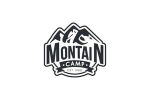 modèle de logo monochrome vecteur camp de montagne