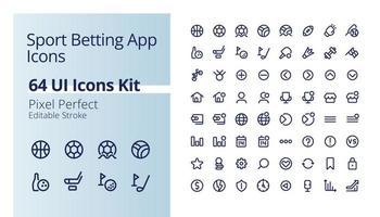 application de paris sportifs kit d'icônes d'interface utilisateur linéaire pixel parfait. service de bookmaker en ligne. sites et pages de jeux d'argent. décrire les éléments d'interface utilisateur isolés. trait modifiable vecteur