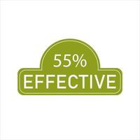 Illustration d'art vectoriel d'étiquette de signe efficace de 55 pourcentage avec une police fantastique et un timbre de couleur verte. isolé sur fond blanc