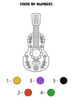 colorier la guitare par numéros. feuille de travail pour les enfants. vecteur