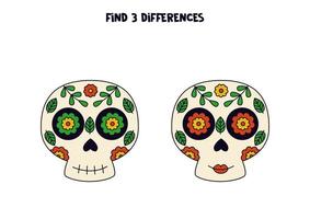 trouver trois différences entre deux crânes. vecteur