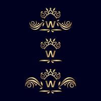 lettre de logo orné de luxe royal w vecteur