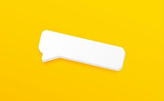 icônes de bulle de parole 3d sur fond jaune. signe minimal de boîtes de chat 3d vierges. illustration vectorielle 3D. vecteur