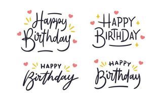 collection de lettres de joyeux anniversaire avec des éléments dessinés à la main de célébration vecteur